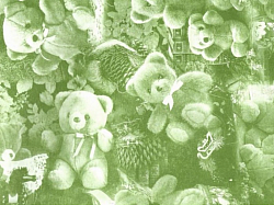 Réf.TO52 / Oursons, Peluches, Nounours / VERT D'EAU / Motifs Recto-Verso / 2 disponibles /  0,50 €