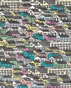 Réf.POO2 / 70 x 50 cm /  Graphisme / Maisons / 8 disponibles /  1,80 €