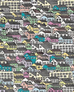 Réf.POO2 / 70 x 50 cm /  Graphisme / Maisons / 8 disponibles /  1,00 €