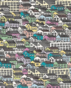 Réf.POO2 / 70 x 50 cm /  Graphisme / Maisons / 5 disponibles /  1,00 €