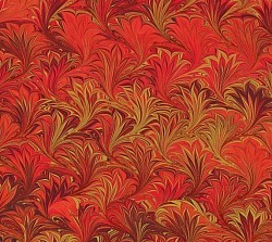 Réf.POO8 / 70 x 50 cm /  Motif floral / Rouge & Or  / 10 disponibles /  1,80 €