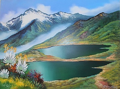 PAYSAGE DES ANDES / PEINTURE à l' HUILE